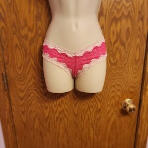 Victoria Secret Lace Trim Pink and Red Women's Panties Sz Med